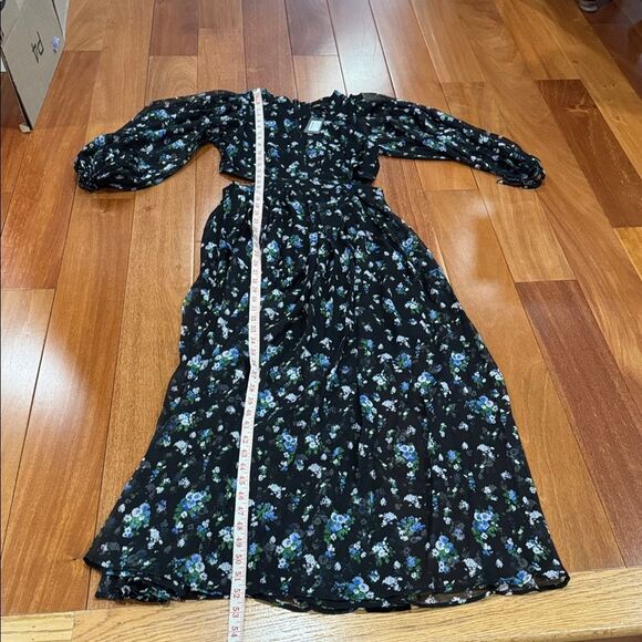 NWT MAJE Risof Maxi Cutout Elegant Black Floral Women's Dress size 38 - Picture 11 of 11